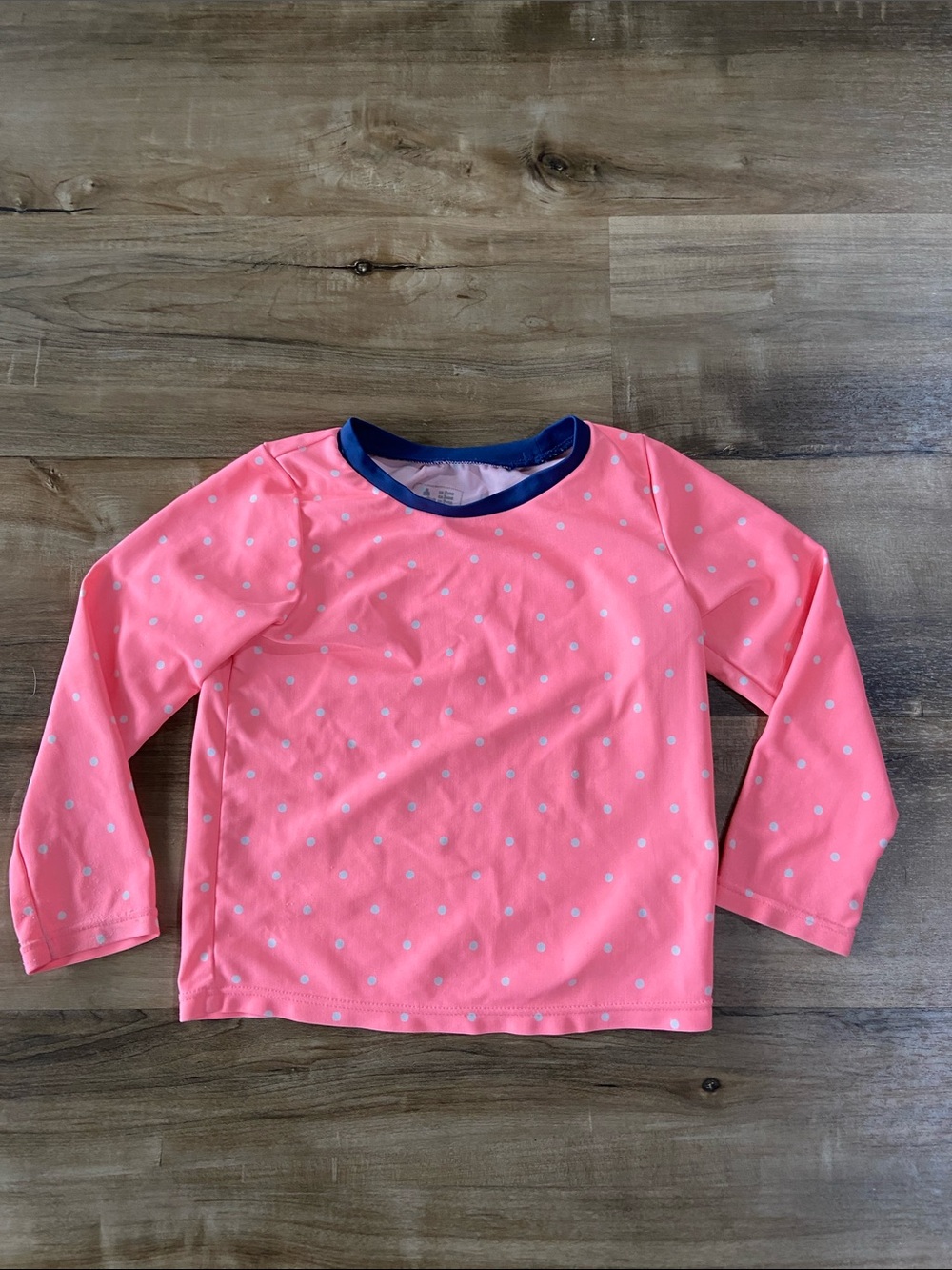 Kids Long Sleeve Rash Guard Swim Shirt - Pink with White Dots